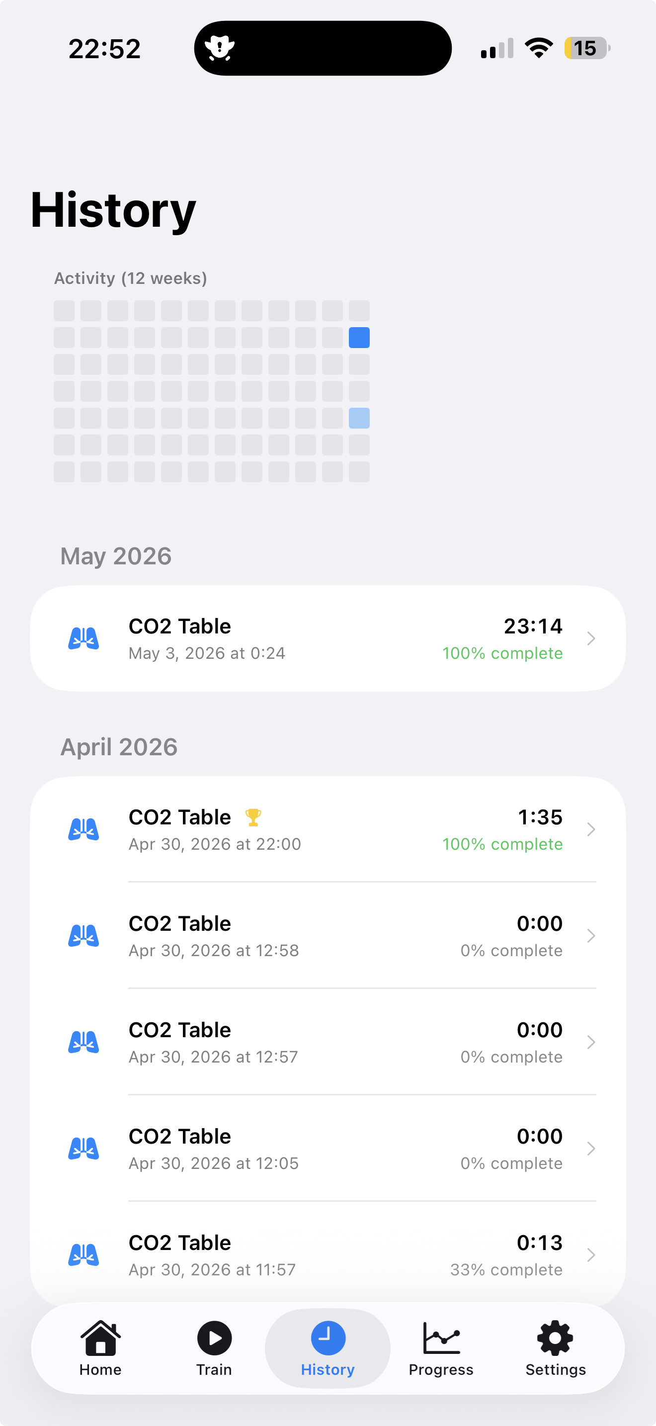 Session history